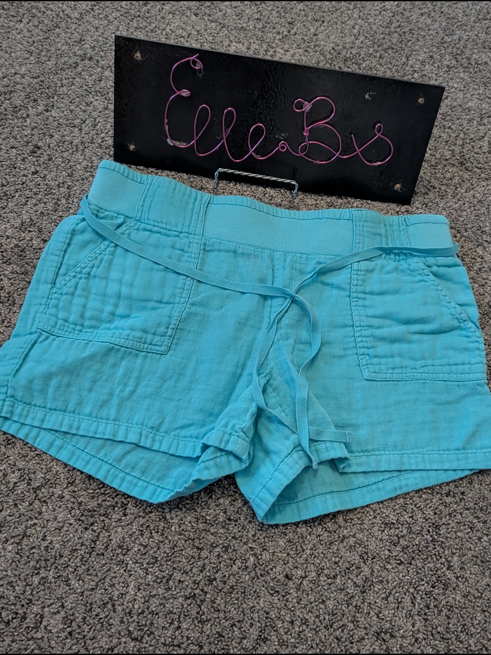 EUC Saks Fifth Avenue Turquoise Drawstring Shorts S